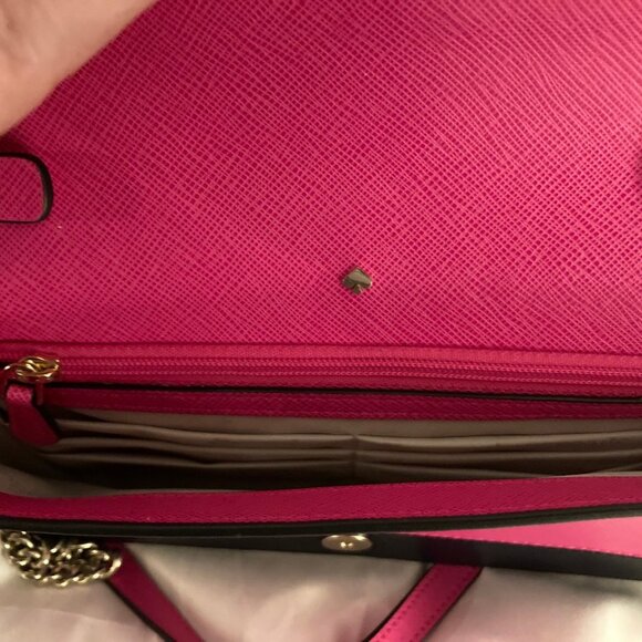 NWT Kate Spade New York Spencer Chain Wallet Pink and Black Crossbody - Picture 6 of 6